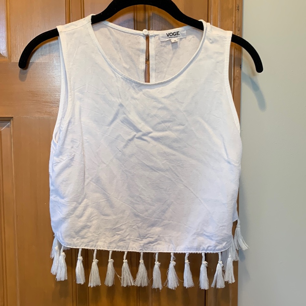 Boutique crop top shirt with tassels